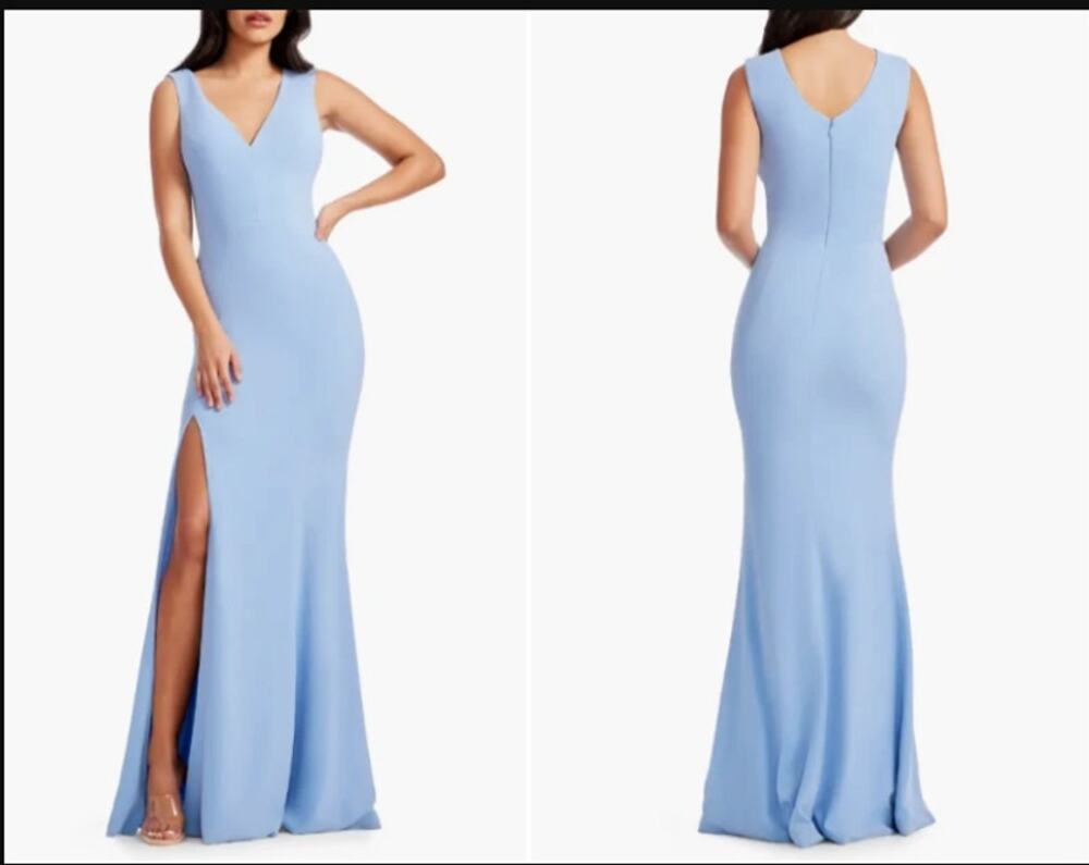 Dress the Population Size XXL Blue Maxi Long Dress formal Sleeveless Slit - Picture 1 of 7